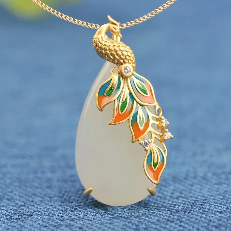 Collier classique en porcelaine émaillée incrustée de Zircon naturel Hetian Jade ovale, bijoux de luxe en argent pour femmes, exquis et léger