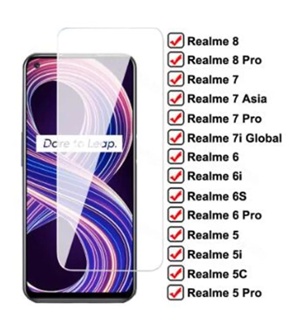 Verre de protection pour Realme 8 7 6 5 Pro 5S 6S 7 asie protecteur d'écran trempé pour real me 5i 6i 7i Film de verre mondial