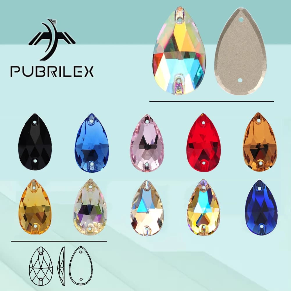 Pubrilex-Strass Cousus en Verre à Dos pio, Différentes Couleurs, Artisanat, Conception de Robe de Phtaline, 3230