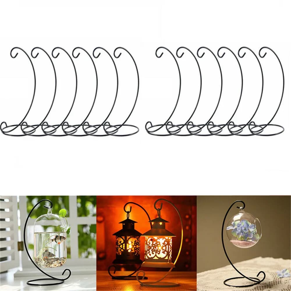 Support d'ornement suspendu de 23cm pour la décoration de la maison, cintre de support de plante, Art en fer, support de support suspendu de boule de verre rétro, 10 pièces