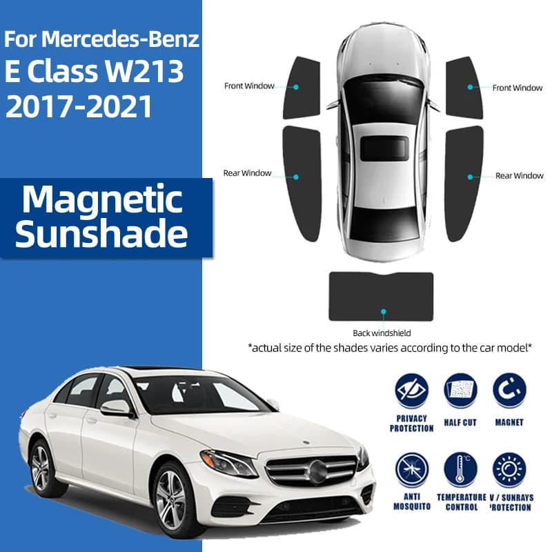 Pare-soleil magnétique pour voiture Mercedes Benz Classe E W213 2016-2023, rideau de pare-brise avant, pare-soleil latéral arrière pour fenêtre de bébé