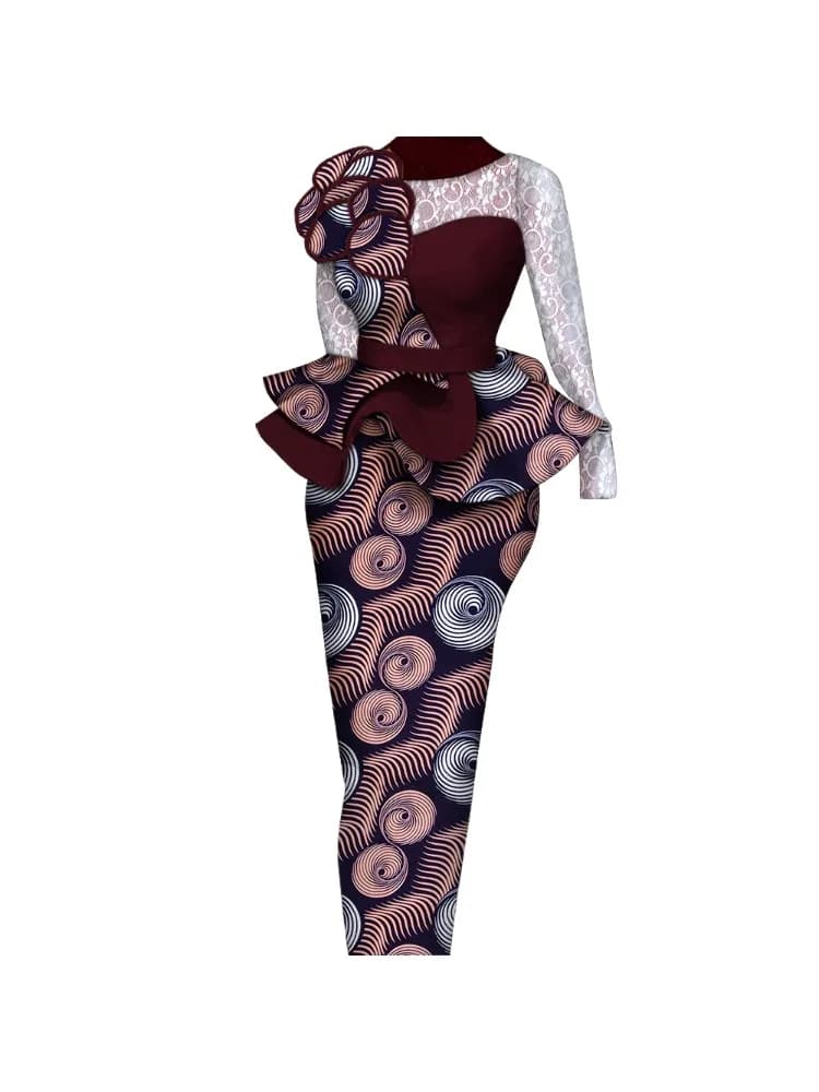 Ensembles de jupes africaines pour femmes, jupes longues et droites imbibées, jupe en Y avec décoration en dentelle, vêtements traditionnels africains Bazin Riche, WY6195