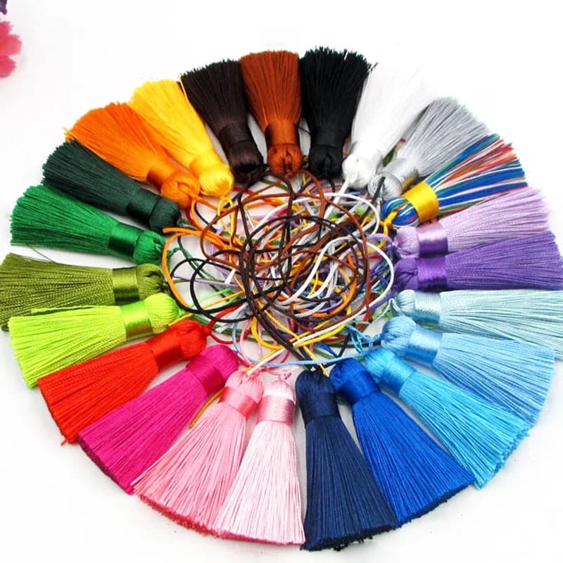 5CM Polyester soie gland frange brosse glands garniture pour artisanat bijoux à bricoler soi-même résultats décor à la maison couture rideaux accessoires
