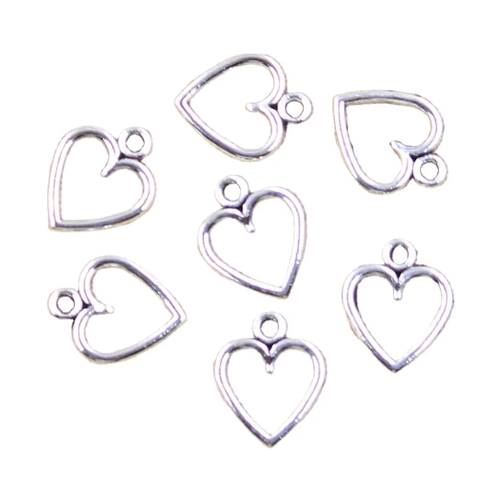 50pcs breloques creux beau coeur 14x11mm Antique couleur argent pendentifs faisant bricolage à la main tibétain trouver des bijoux