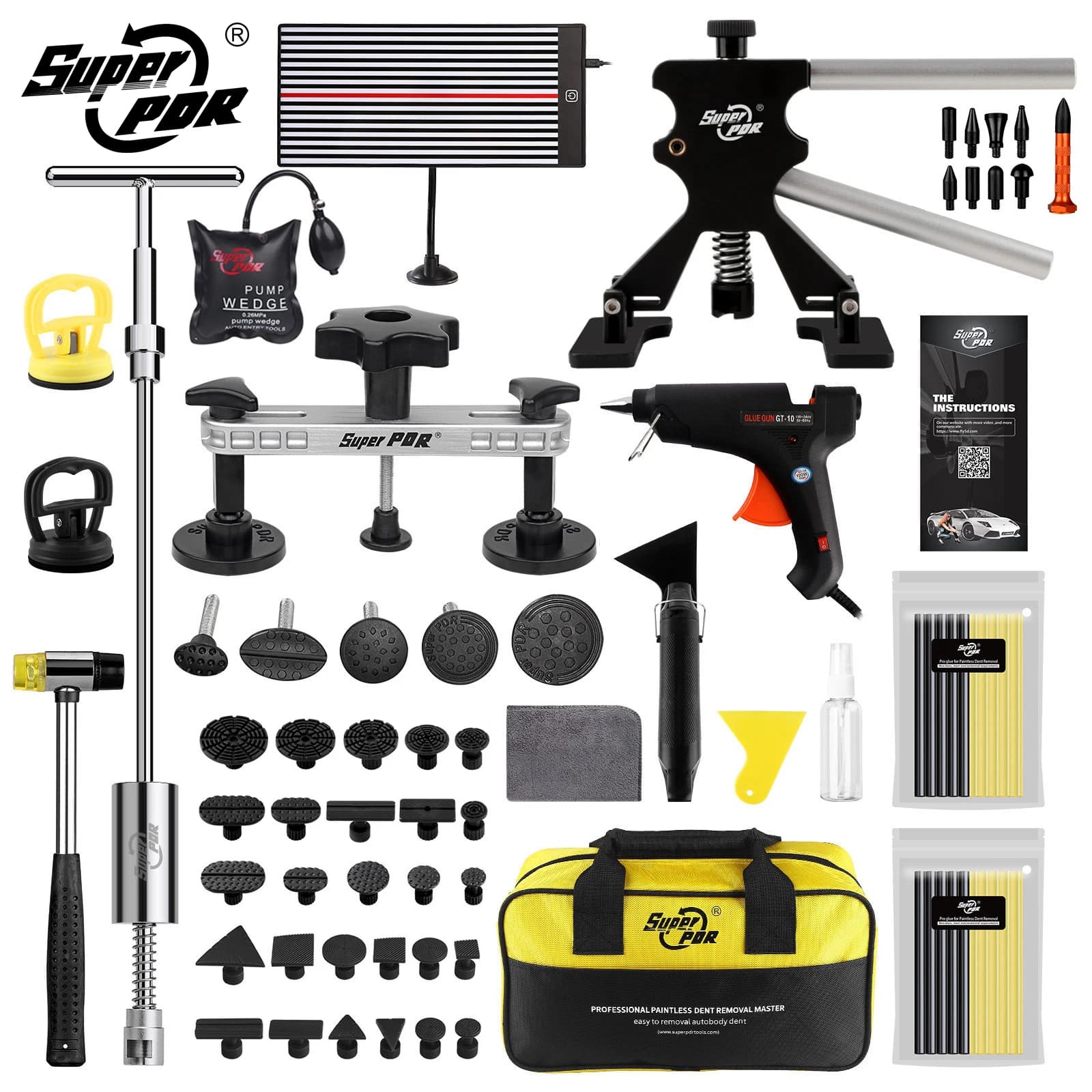 Kit d'outils de réparation de bosses sans peinture pour voiture, extracteur de bosses PDR, marteau à inertie, ensemble de suppression de bosses de grêle pour carrosserie automobile, pour usage