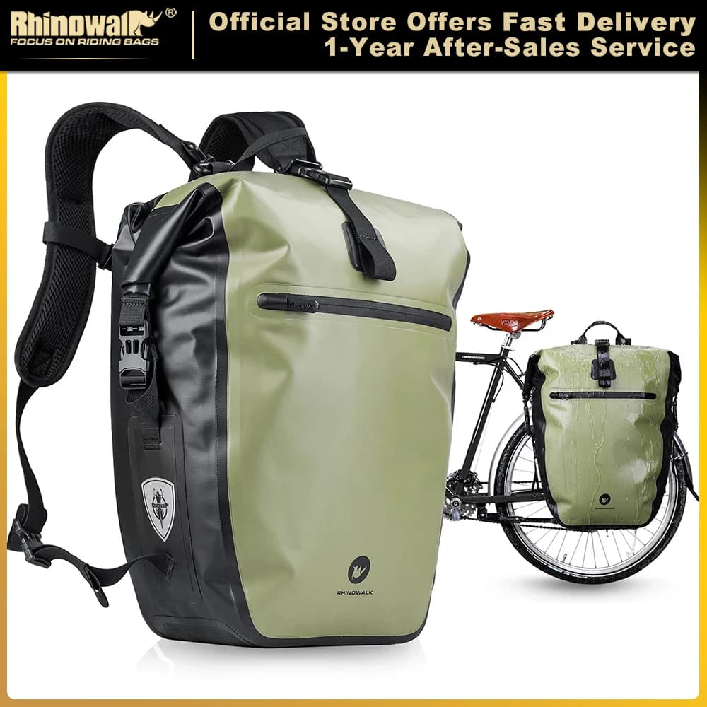 Sacoche et sacoche de vélo Rhinowalk 100% imperméables, grande capacité 27L, sacoche multifonctionnelle pour porte-bagages arrière, sacs de cyclisme