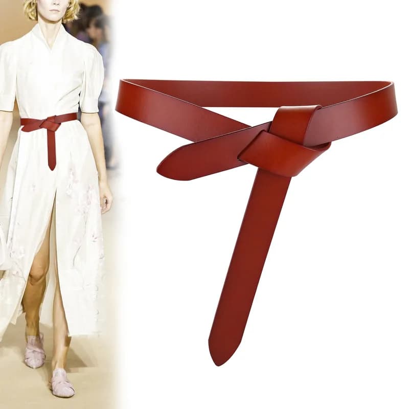 Nouveau Design noeud peau de vache femmes ceintures en cuir véritable doux noué sangle ceinture robe accessoires dame ceintures longues femmes ceinture ceinture femme luxe corset ceinture caftan
