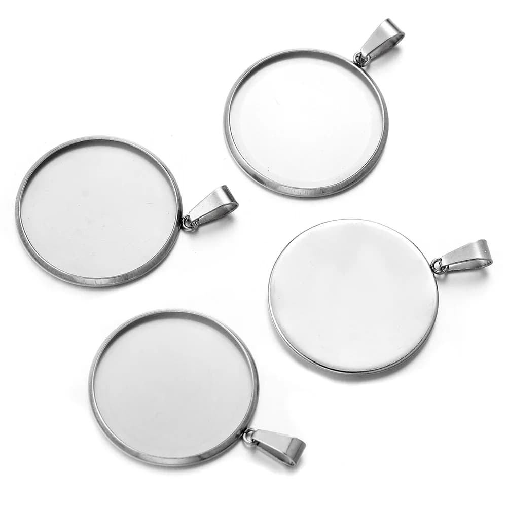 10 pièces/lot adaptées à 10 12 16 20 30mm, résine en acier inoxydable, Cabochon vierge, réglage du plateau, lunette, pendentif, breloques pour la fabrication de bijoux