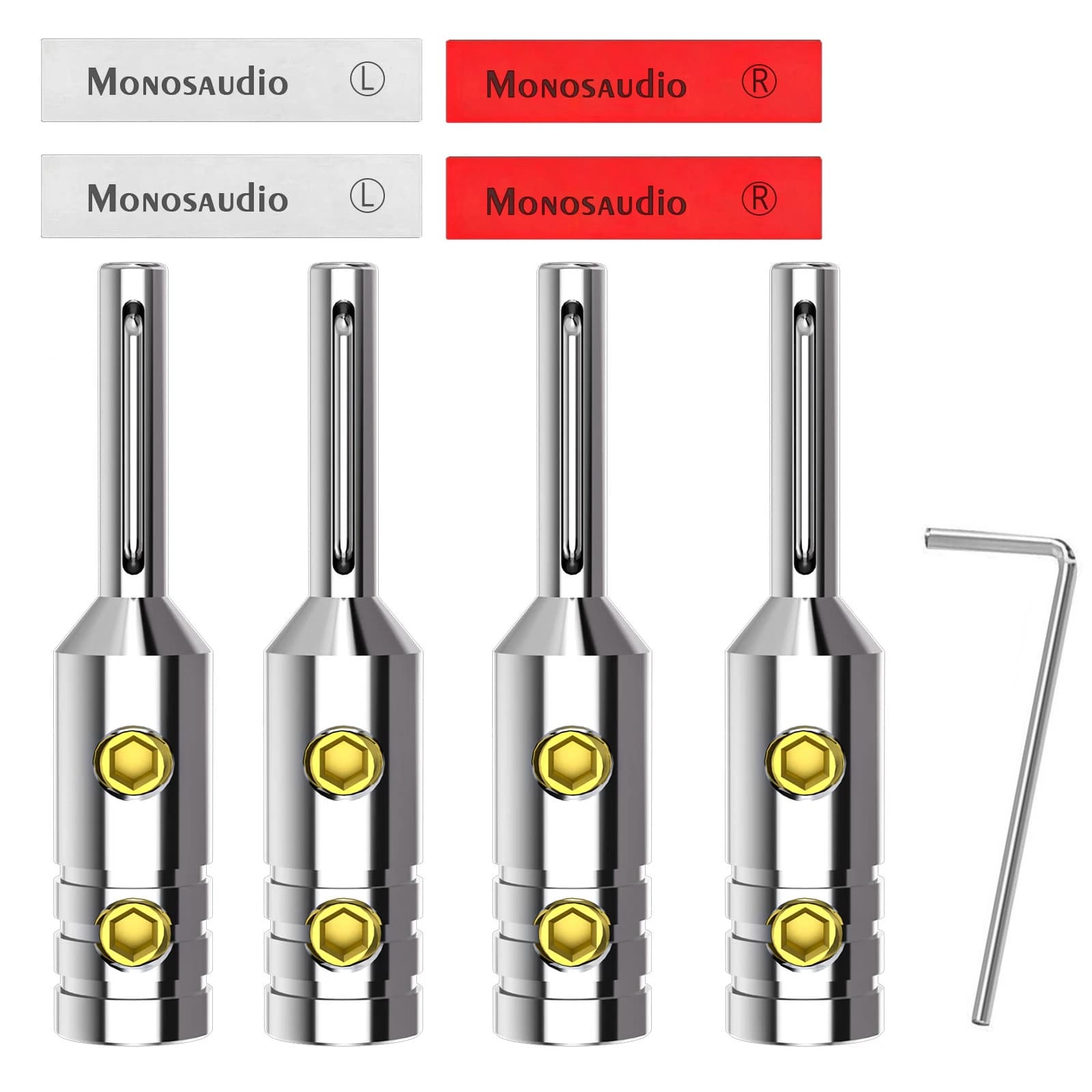 Monosaudio – prise banane plaquée cuivre pur/or/rhodium B80, connecteur adaptateur de qualité supérieure, Jack terminal, 4 pièces, meilleures ventes