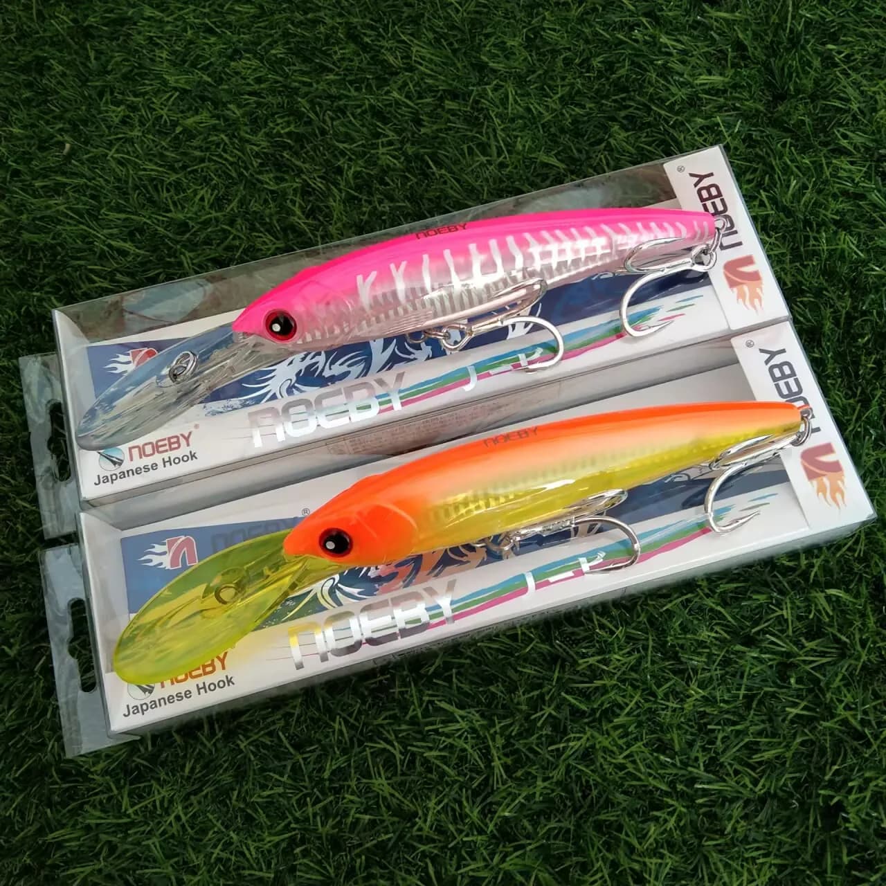 NOEBY Lot de 2 leurres de pêche à la traîne 12cm 30g 14cm 50g 16cm 70g, ensemble de leurres artificiels MINNOW pour la pêche à la traîne NBL9046