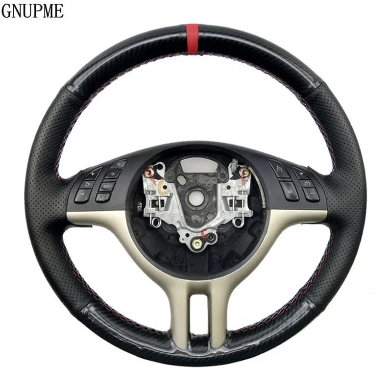 En Fiber de carbone en cuir couverture de volant de voiture pour BMW série 3 E46 2000-2006 série 5 E39 2000-2003 E53 X5 Z3 E36 2000-2002