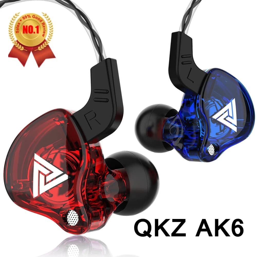 QKZ-Écouteurs filaires avec micro, pilote en cuivre, casque de course, écouteurs de sport, casque stéréo basse, écouteurs de musique, AK6 SK7, HiFi