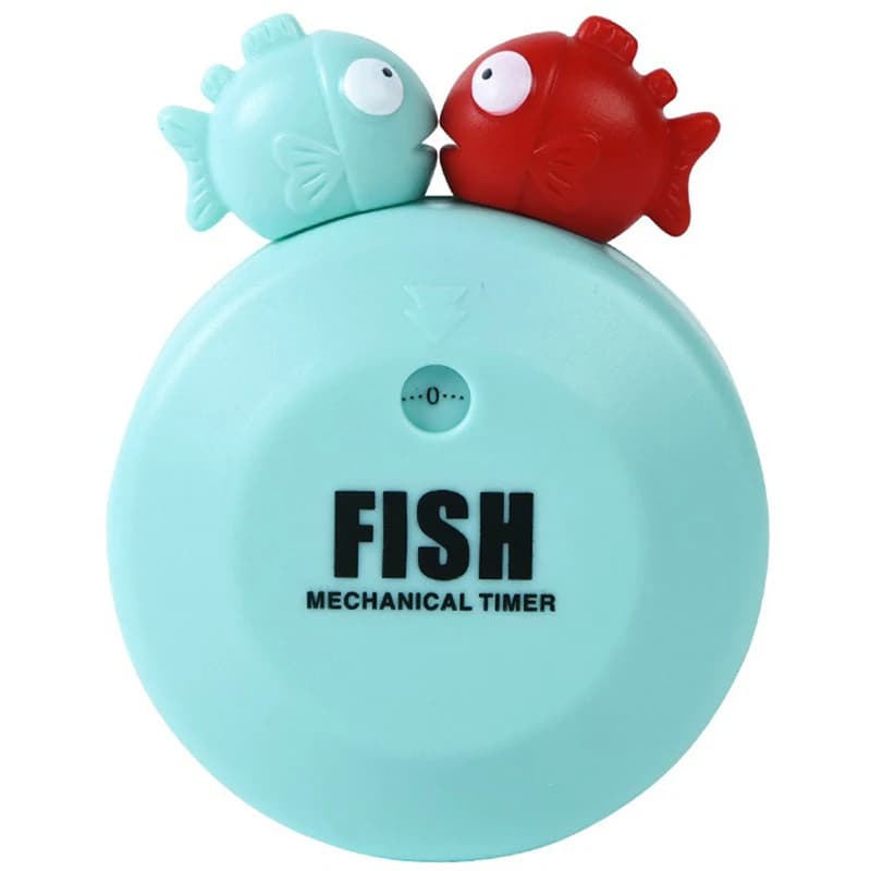 Minuterie en forme de poisson mignonne, minuterie mécanique de cuisine, rappel de temps, aimant de réfrigérateur polyvalent, autocollant d'horloge