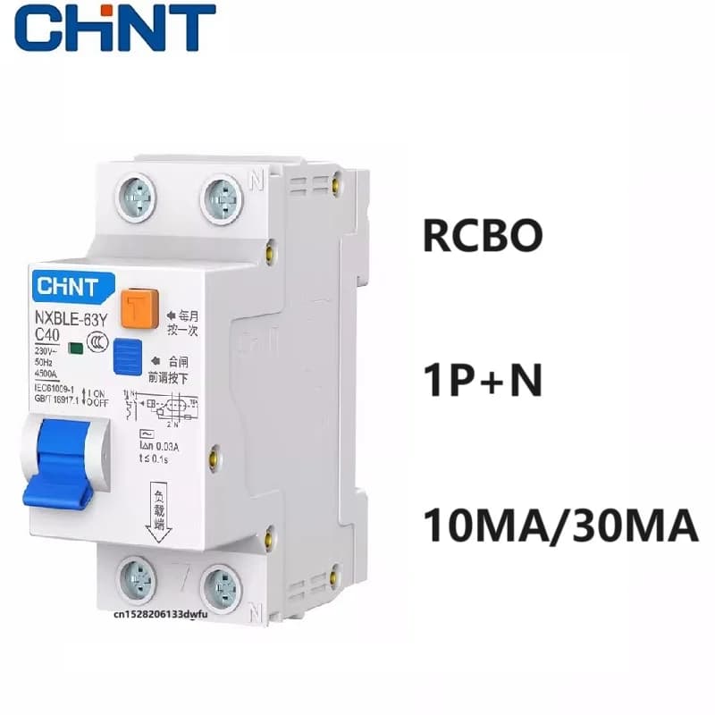 CHINT NXBLE-63Y 6A 10A 16A 32A 63A 10MA 30MA 0.03A 0.01A RCBO 1P + N disjoncteur à courant résiduel sur la Protection contre les fuites