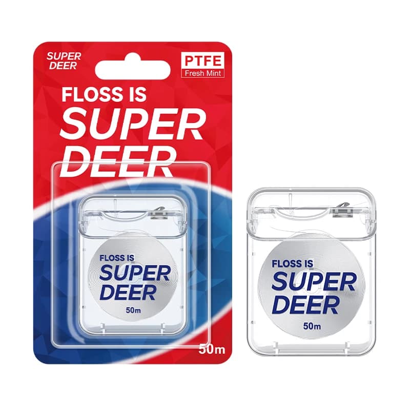 Super Deer 50M/Rouleau Fil Dentaire PTFE Saveur Menthe Nettoyage Dentaire Fil Dentaire Lisse Sûr Hygiène Buccale Soin des Gencives Nettoyage des Dents