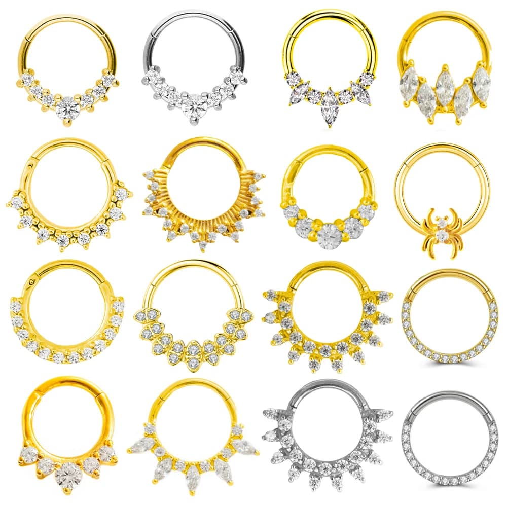 Anneau de nez en acier chirurgical 316L, Zircon, Septum, Clicker, oreille, Cartilage, Helix, cerceau Daith, bijoux de perçage pour le corps