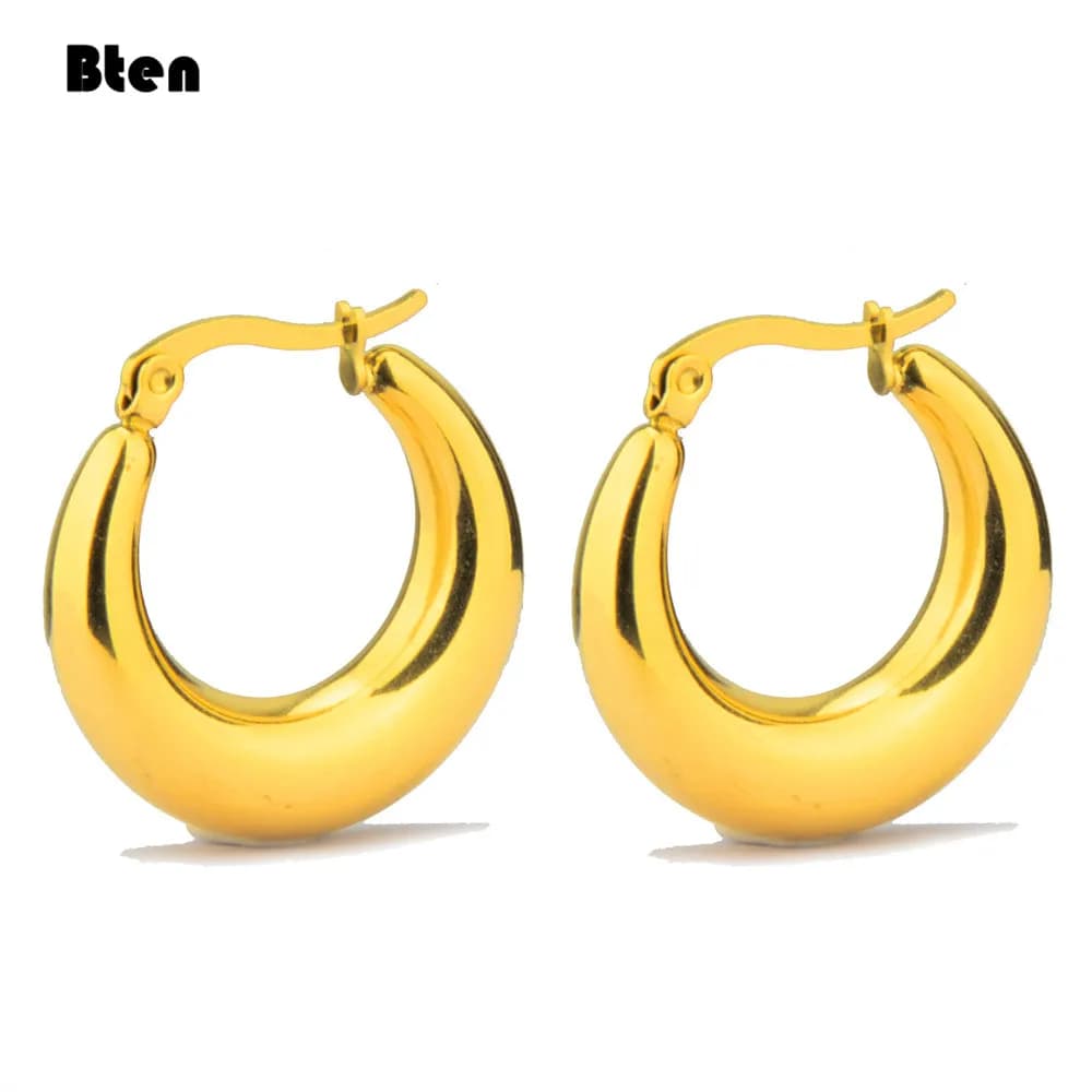 BTEN-Boucles d'oreilles créoles grand cercle pour femmes et filles, bijoux en acier inoxydable, lisses et exquis, fête de mariage, nouveau style, vente en gros, 2020