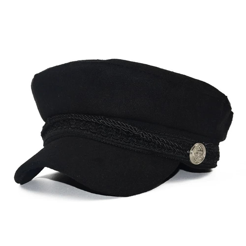 Mode femmes hommes printemps automne marin noir dames béret haut capitaine casquette voyage octogonale chapeau