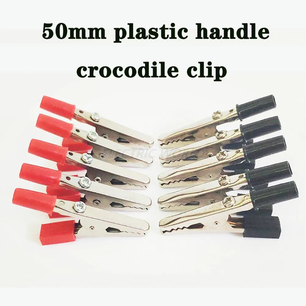 Pinces crocodiles en fil de crocodile de 50mm, poignée en plastique, sonde de test, connecteur métallique, prise de batterie, 100A