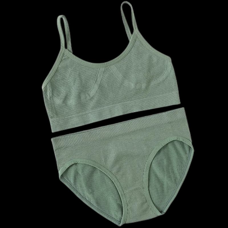 Ensemble de soutien-gorge et de culotte sans coutures pour femmes, soutien-gorge sans armatures, ensemble de lingerie sexy, soutien-gorge à dos en U, haut court, ensemble de sous-vêtements côtelés