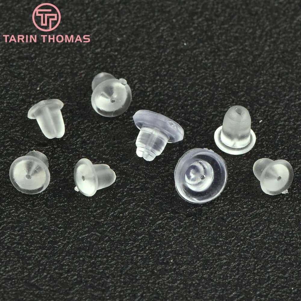 (4090) 100 Pièces 4x5MM 5x6MM Attaches de Boucles d'Oreilles en Caoutchouc Blanc, Accessoires de Bijoux DIY, Vente en Gros