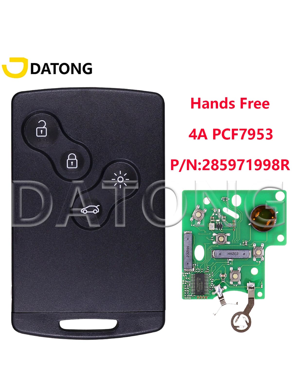 Datong World Keyless Go 4A Chip Remote Car Remote, Proximity Key, 433MHz, Renault Clio IV, 2009-2015, Captur, 2013-2017