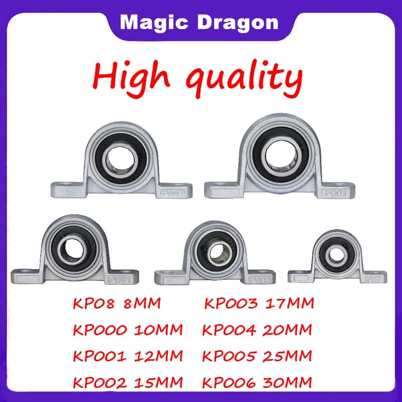 4/10 pièces en alliage de Zinc diamètre 8mm 10mm 12mm 17mm alésage roulement à billes bloc d'oreiller Support monté KP08 KP000 KP001 Kp003 Kp005 Kp006