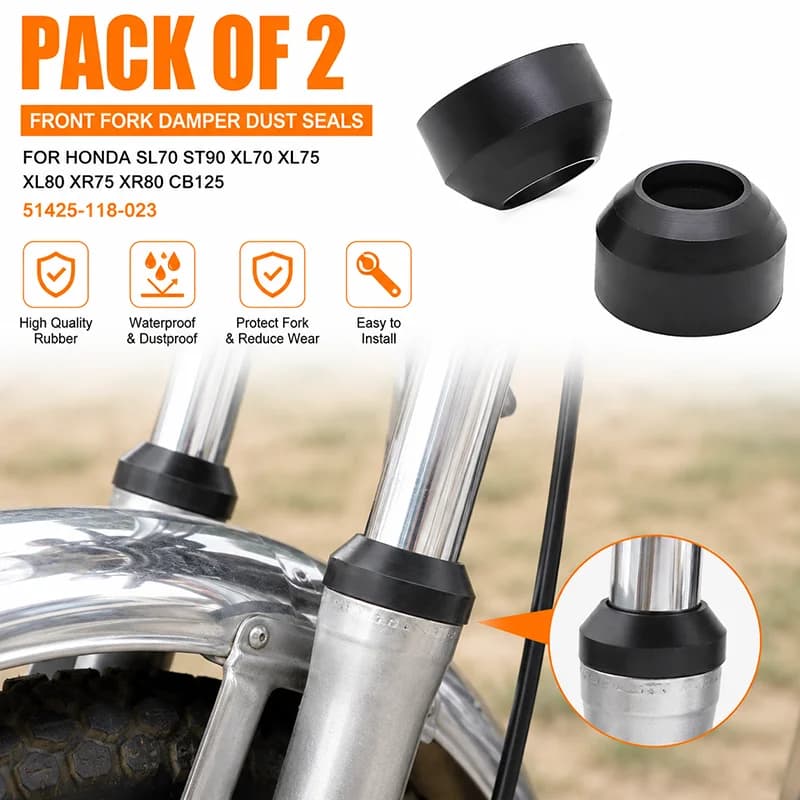 Johonneur anti-poussière pour amortisseur de fourche avant de moto, caoutchouc, Honda SL70, ST90, XL70, XL75, XL80, XR75, XR80, CB125, 51425, 118, 023, lot de 2