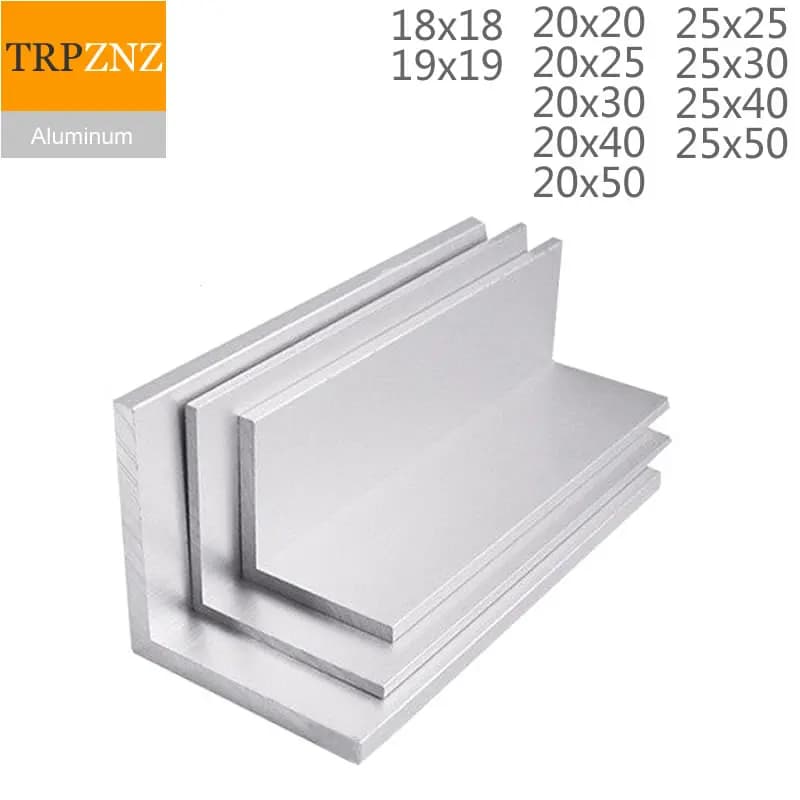 Profilé en L en aluminium 6063 de 20x20mm, épaisseurs 1mm, 2mm, 3mm, en alliage d'aluminium, pour décoration et bordure triangulaire