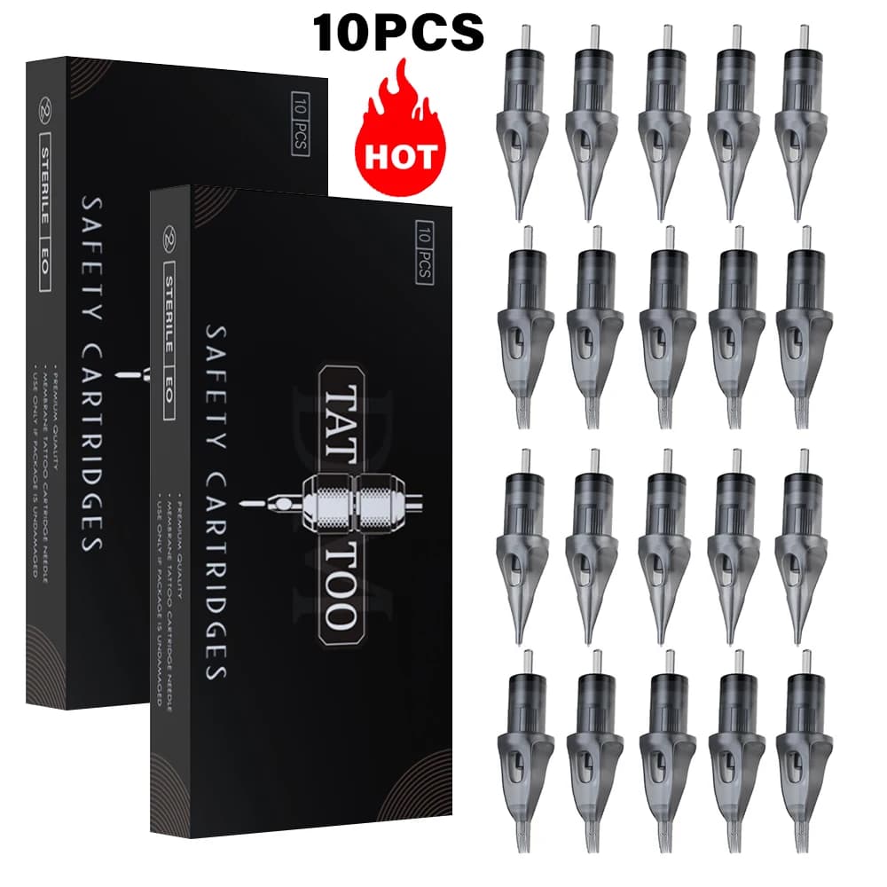 DM 10 Aiguilles de Tatouage à Cartouche RL RS RM M1 Professionnelles, Jetables, Stérilisées et Sûres pour Machine à Cartouche et Grip