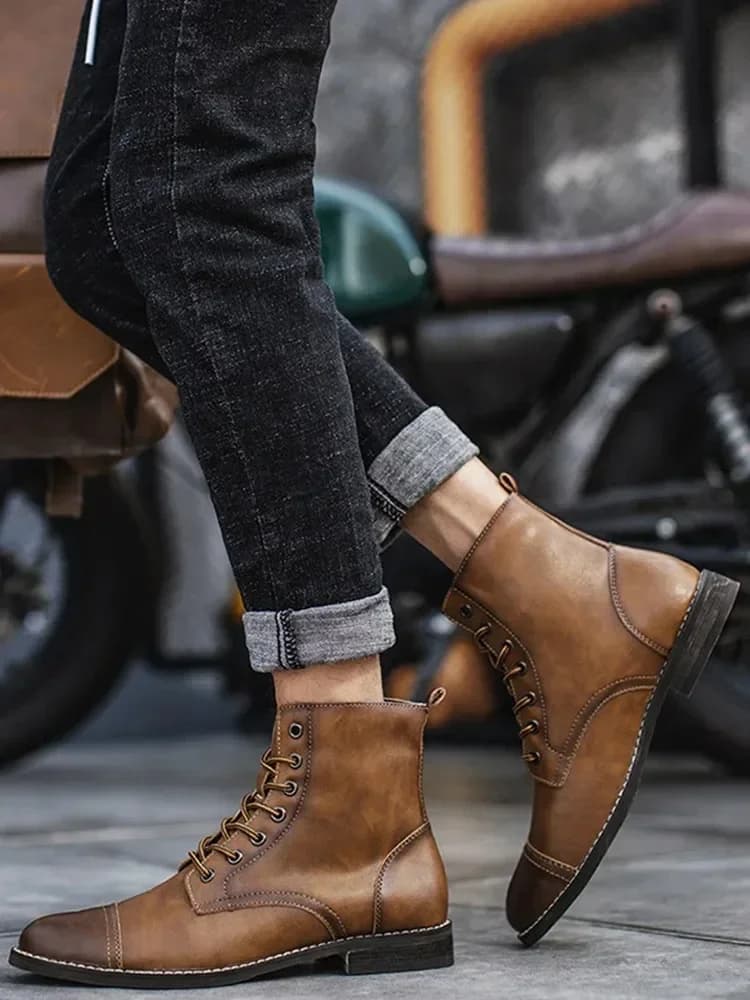 Bottes pour hommes de marque, bottes en cuir pour hommes chauds en peluche, bottes Chelsea pour hommes de style italien, cheville pour hommes imperméables en plein air