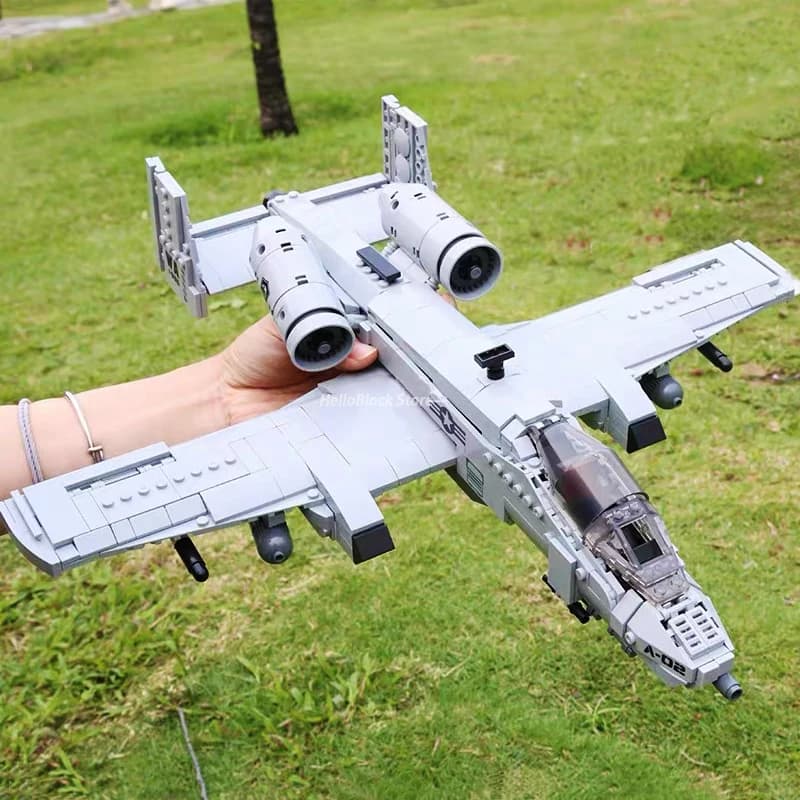 Bloc de construction d'avion de chasse Thunderbolt II A10, modèle 3D, série militaire, jouets en briques pour adultes, cadeaux d'anniversaire, MOC 961 pièces