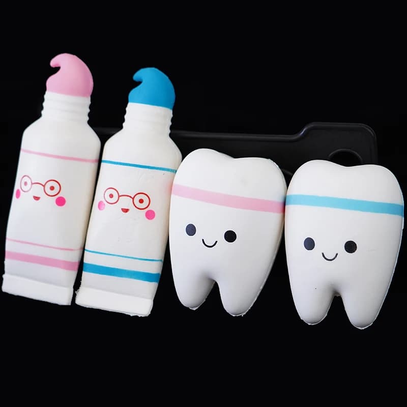 1pc dents forme presser cadeau sourire lente augmentation mignon dessin animé main Spinner extensible Relax Squishy jouet dentiste cadeau
