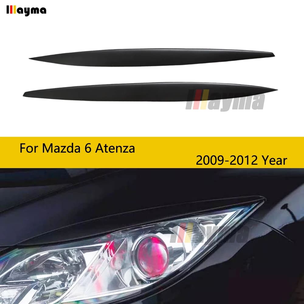 Frisures de phares en fibre de carbone pour Mazda 6 Atenza 2009-2012, en fibre de verre noir mat, kit carrosserie tuning