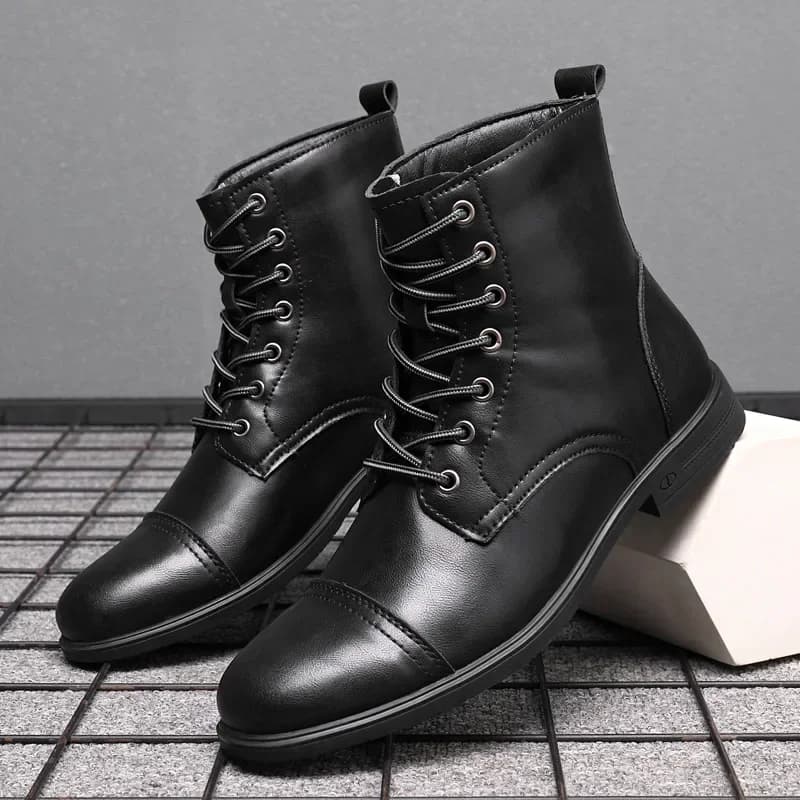 Bottes pour hommes de marque, bottes en cuir pour hommes chauds en peluche, bottes Chelsea pour hommes de style italien, cheville pour hommes imperméables en plein air