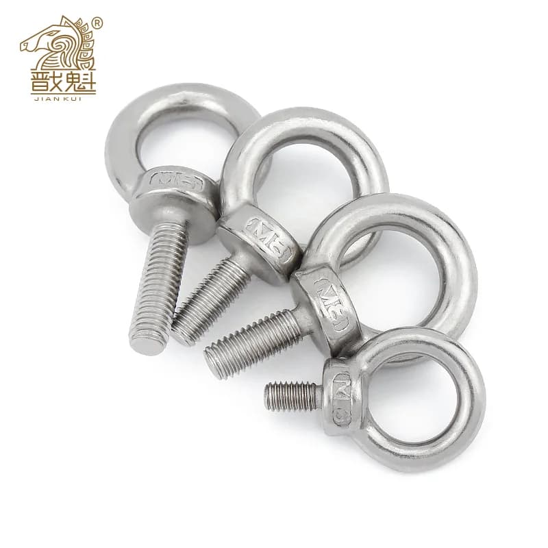 1-5 pièces M3 M4 M5 M6 M8 M10 M12 DIN580 boulon à œil en acier inoxydable 304 Marine levage vis à œil trou de boucle d'anneau pour câble corde boulon à œil