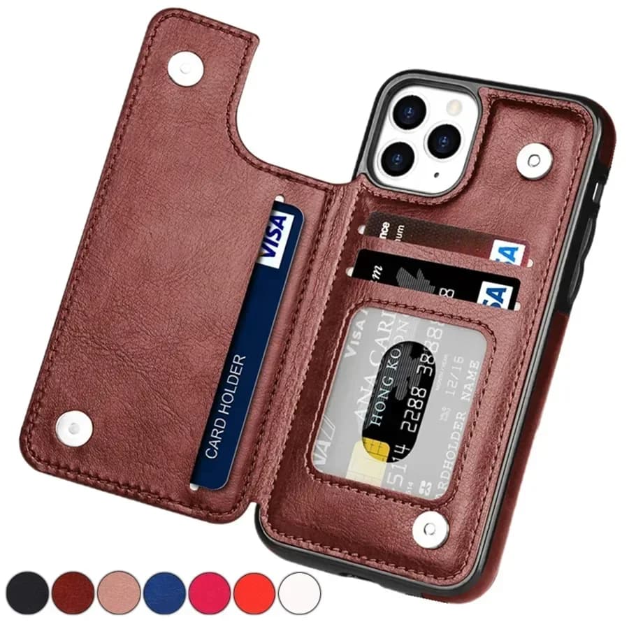 Étui portefeuille rétro en cuir à rabat pour iPhone 16 Pro Max 15 Plus 14 13 Mini 12 11 X XR XS Max SE3 2 8 7, housse de support multi-fentes pour cartes