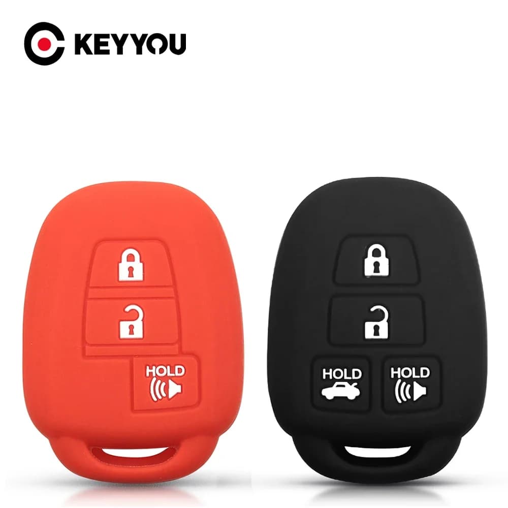 KEYYOU – étui de clé de voiture en Silicone, 3/4 boutons, pour Toyota Camry Corolla RAV4 Vios Prius C Highlander 2012-2016 2017 2018