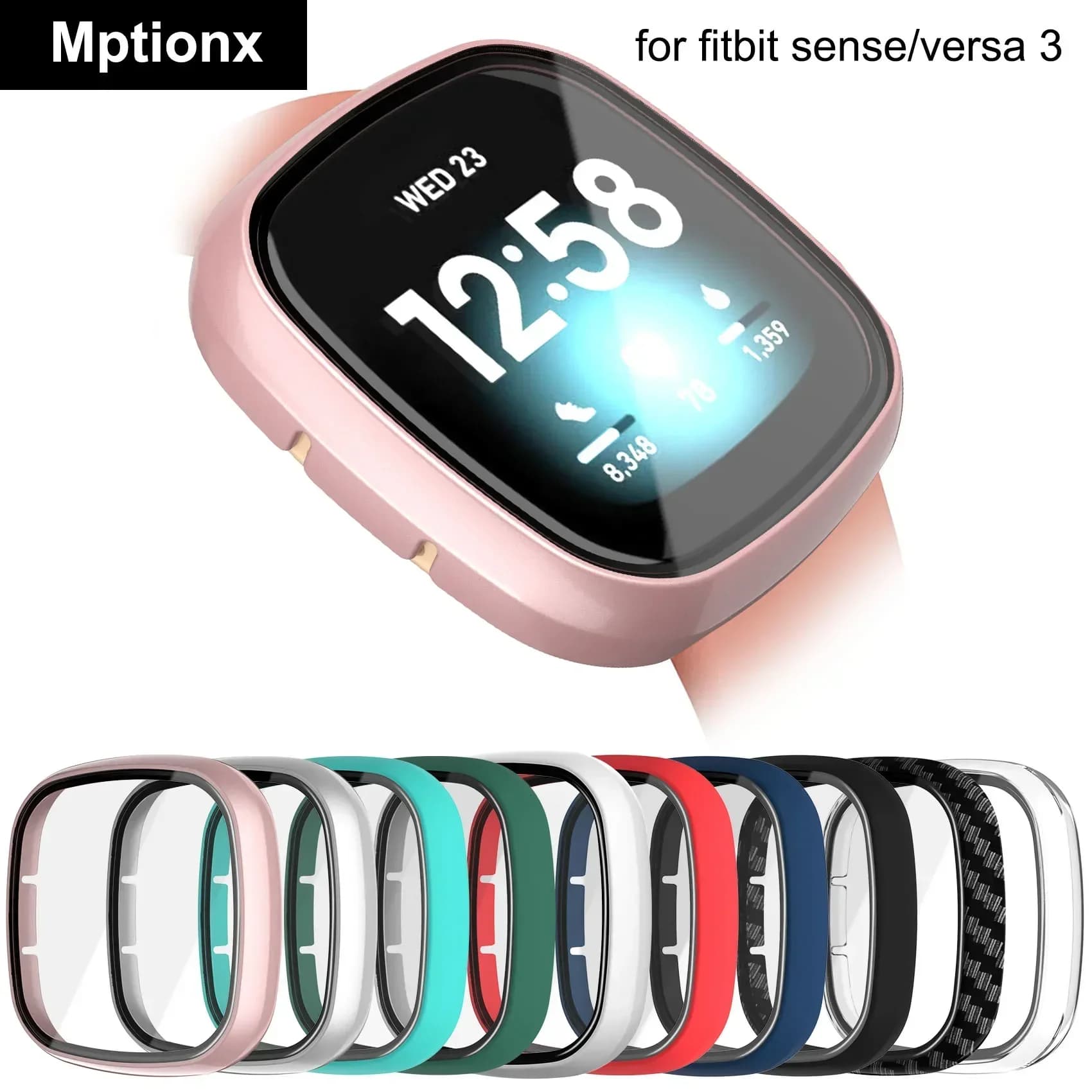 Coque de protection mate pour Fitbit Versa 3/Sense, film protecteur d’écran, coque de protection intégrale pour Fitbit Versa 4/Sense2, accessoire.