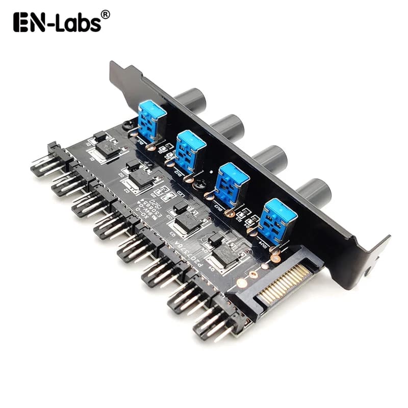 Contrôleur de vitesse de ventilateur PCI, alimentation 12V Molex 4 broches ou SATA, concentrateur de ventilateurs 6 ou 8, radiateur CPU PWM 4 broches, refroidisseur de boîtier 3 broches, contrôle de