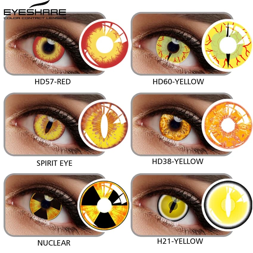 EYESHARE Cosplay lentilles de contact colorées pour les yeux yeux de dinosaure animaux lentilles colorées Halloween oeil de chat 1 paire (2 pièces) 14.5mm