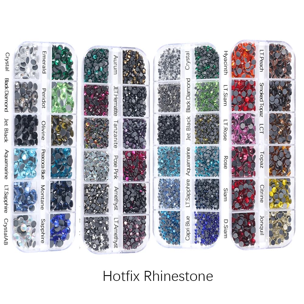 DMC Hotfix Strass Mélanger Tailles 2450 Pcs Boîte Ensemble DMC Verre Strass Dos Plat Strass Cristal pour la Décoration De Vêtement