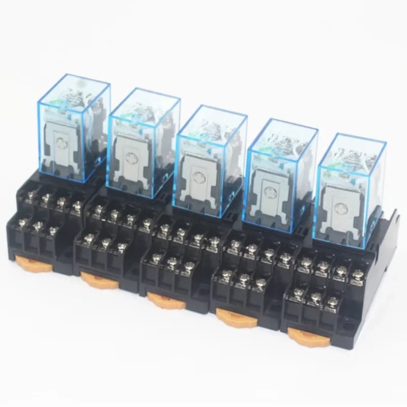 5 pièces, bobine MY4NJ, AC12V, AC24V, DC12V, DC24V, DC 36V, AC110V, AC220V, HH54P, relais électromagnétique miniature à usage général avec socle, 5A