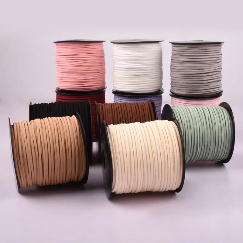 Cordon tressé plat en faux daim 3 mm, 100 yards/lot, en velours coréen, fil de cuir fait main, pour bijoux DIY, chaussures, cordes
