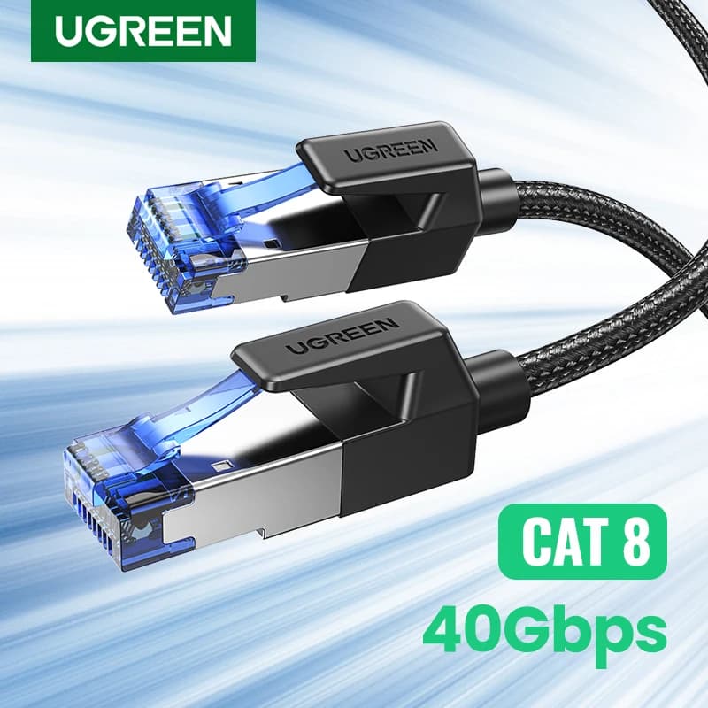 UGREEN-Câble Ethernet CAT8 40Gbps en Coton Tressé PVC, Lan rette pour PC Modem Ordinateur Portable PS 5/4 Routeur RJ45