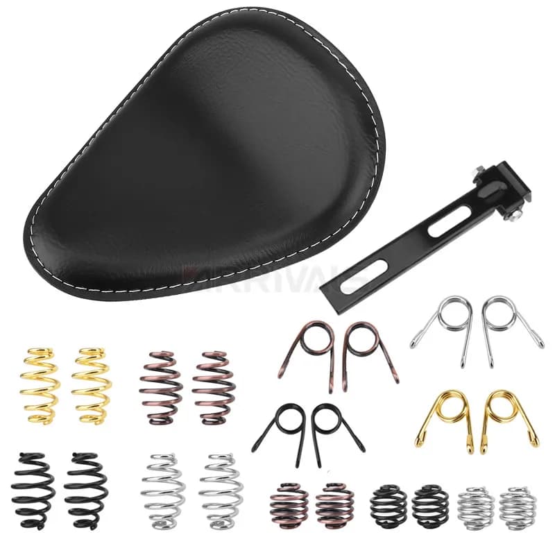 Selle de moto en cuir noir rétro, siège solo pour Harley, btChopper, Bobber, Honda, Yamaha, Kawasaki, Suzuki