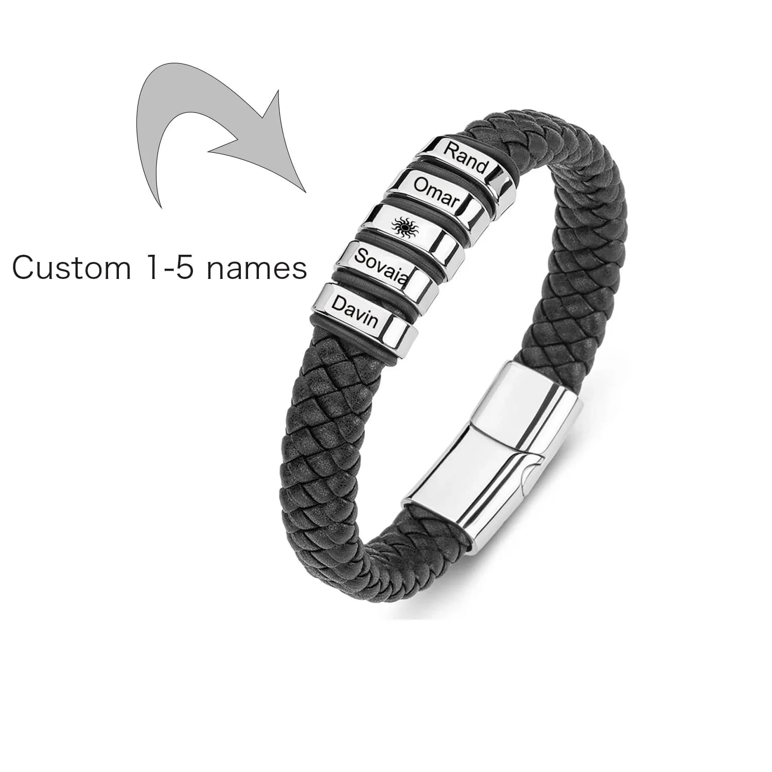 Bracelet personnalisé avec nom pour homme, bijoux masculins, bracelet gravé personnalisé pour petit ami, bijoux en cuir véritable, cadeau pour la fête des pères
