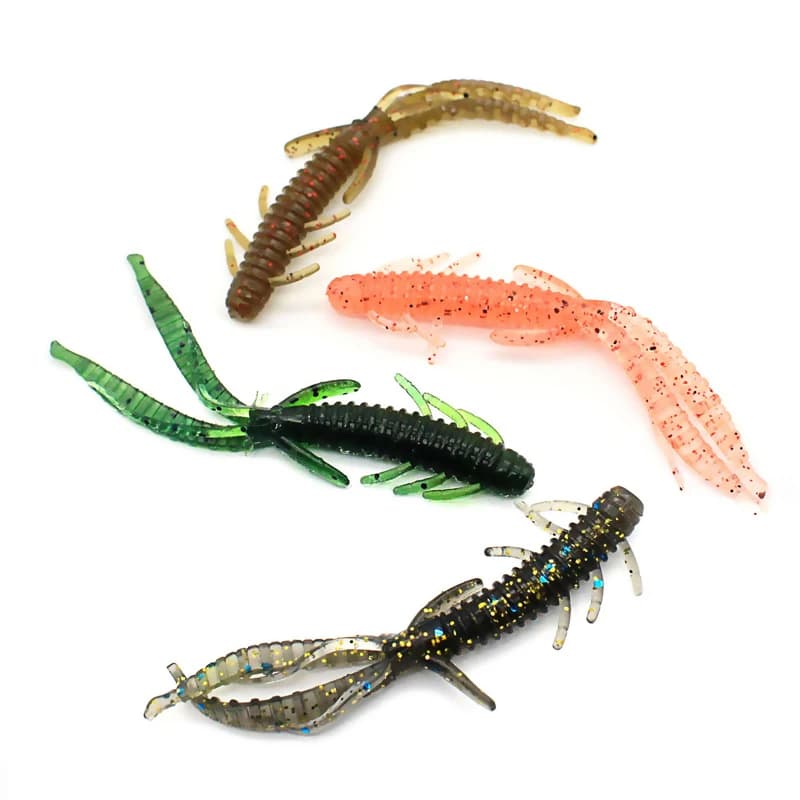 Chinook – lot d'appâts artificiels souples en Silicone pour la pêche, pack de leurres pour attraper des poissons, en forme de ver, en bambou, avec wobbler, 70mm, 1.8g, 10 pièces