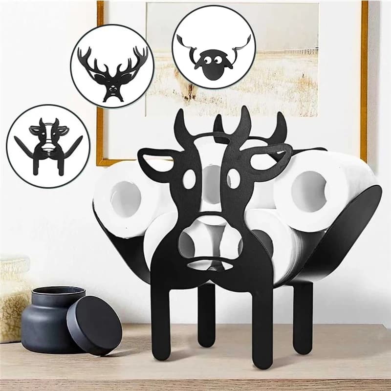 Porte-serviettes en papier toilette, salle de bain, support métallique, vache, mouton, élan, forme animale, rouleau de papier sur pied, support de rangement, organisateur de papier de cuisine