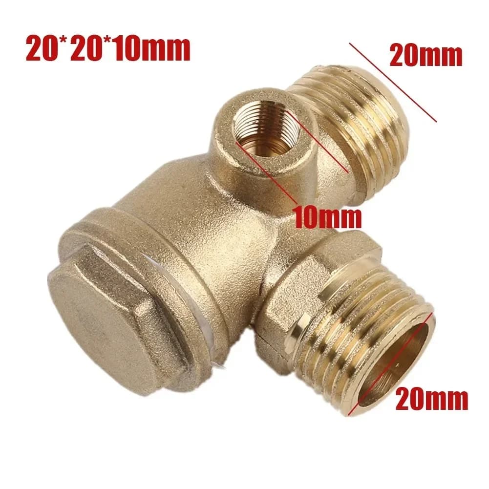 Vanne de retenue interne pour compresseur d'air 1/2" x 1/2" x 1/8" - Vanne de retenue à 3 ports en laiton avec raccord mâle pour compresseur d'air